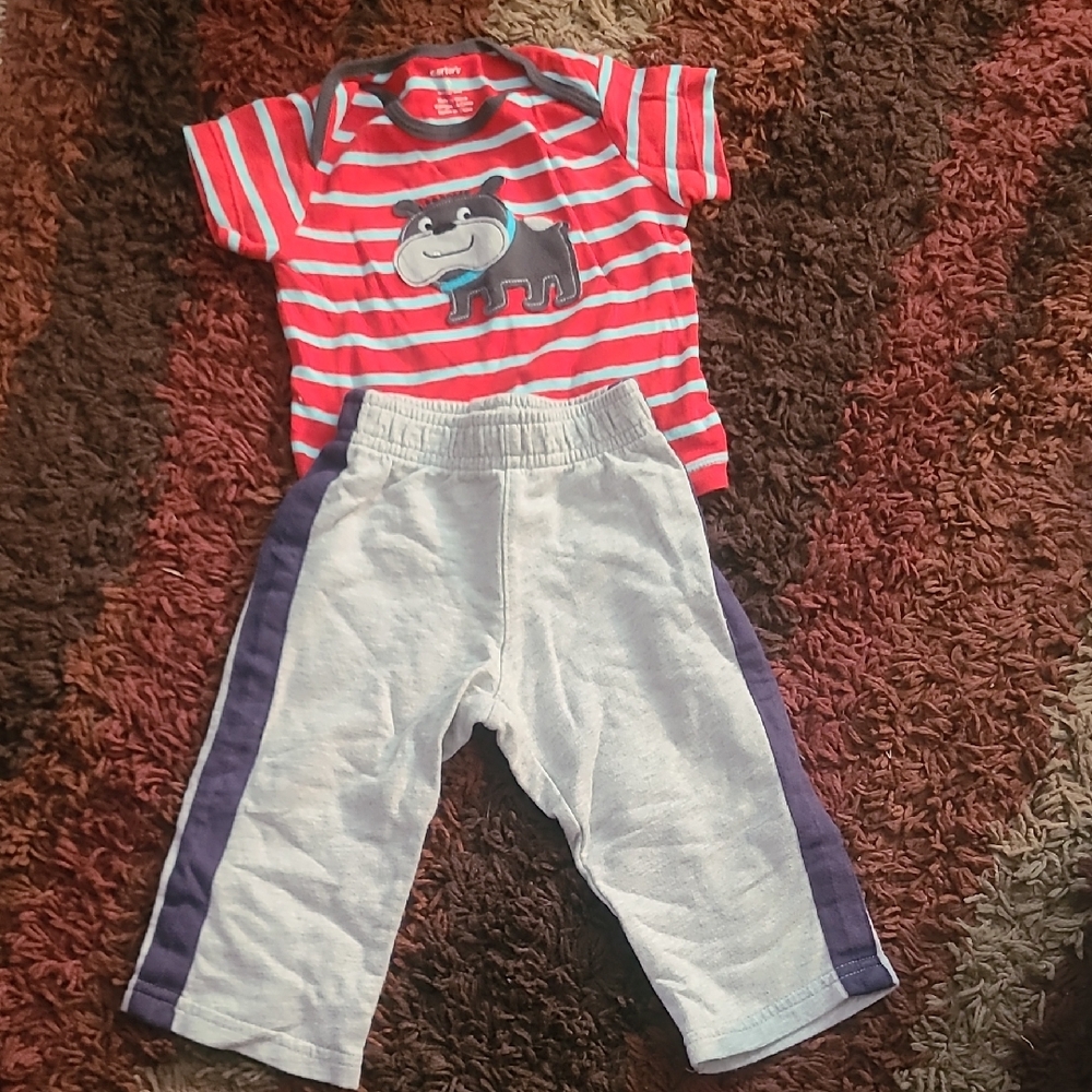 Carter's Red and Gray Bulldog Matching Set